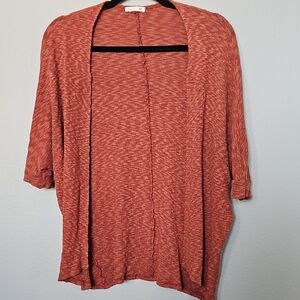 Soprano Casual Heathered Slub Open-Front Short Sleeve Cardigan Small